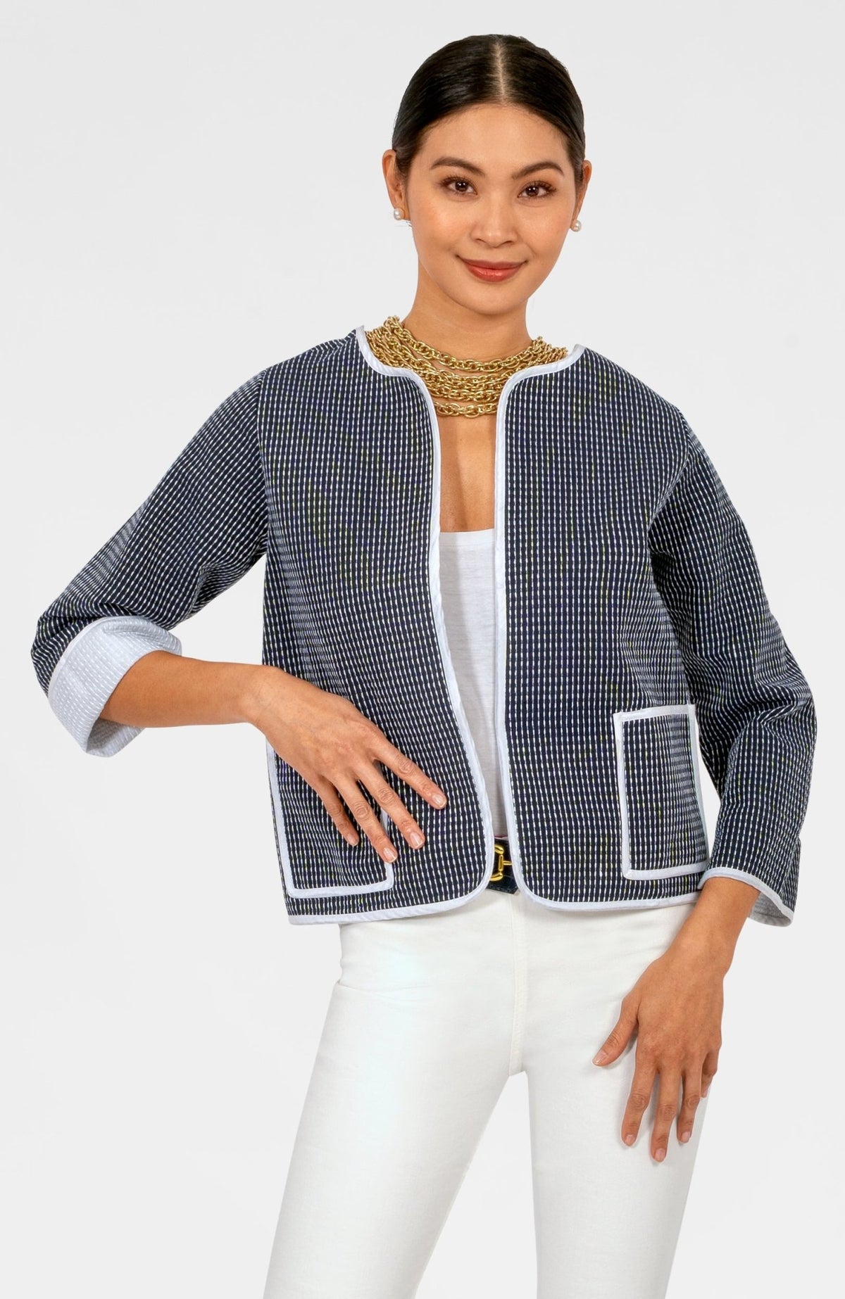 Trapunto Tango Embroidered Jacket Navy