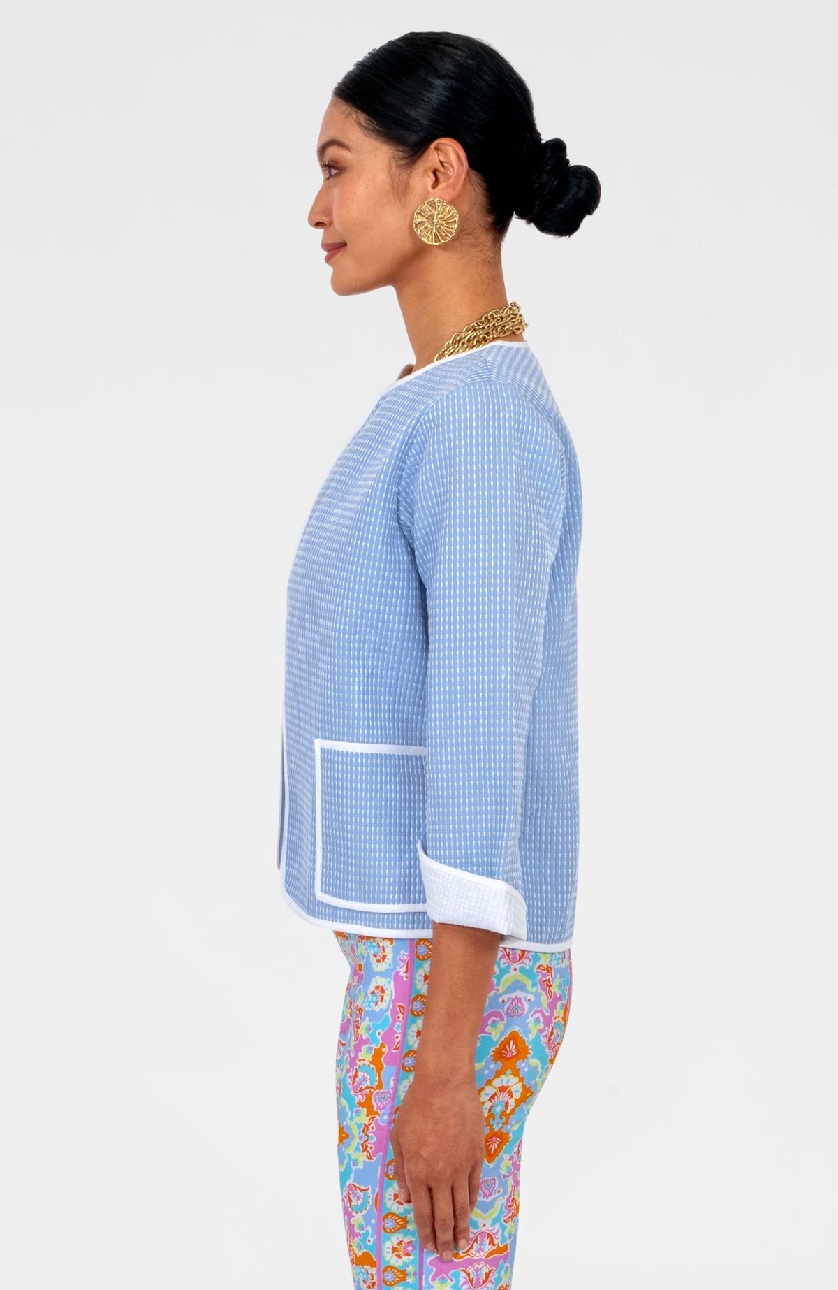 Trapunto Tango Embroidered Jacket Periwinkle