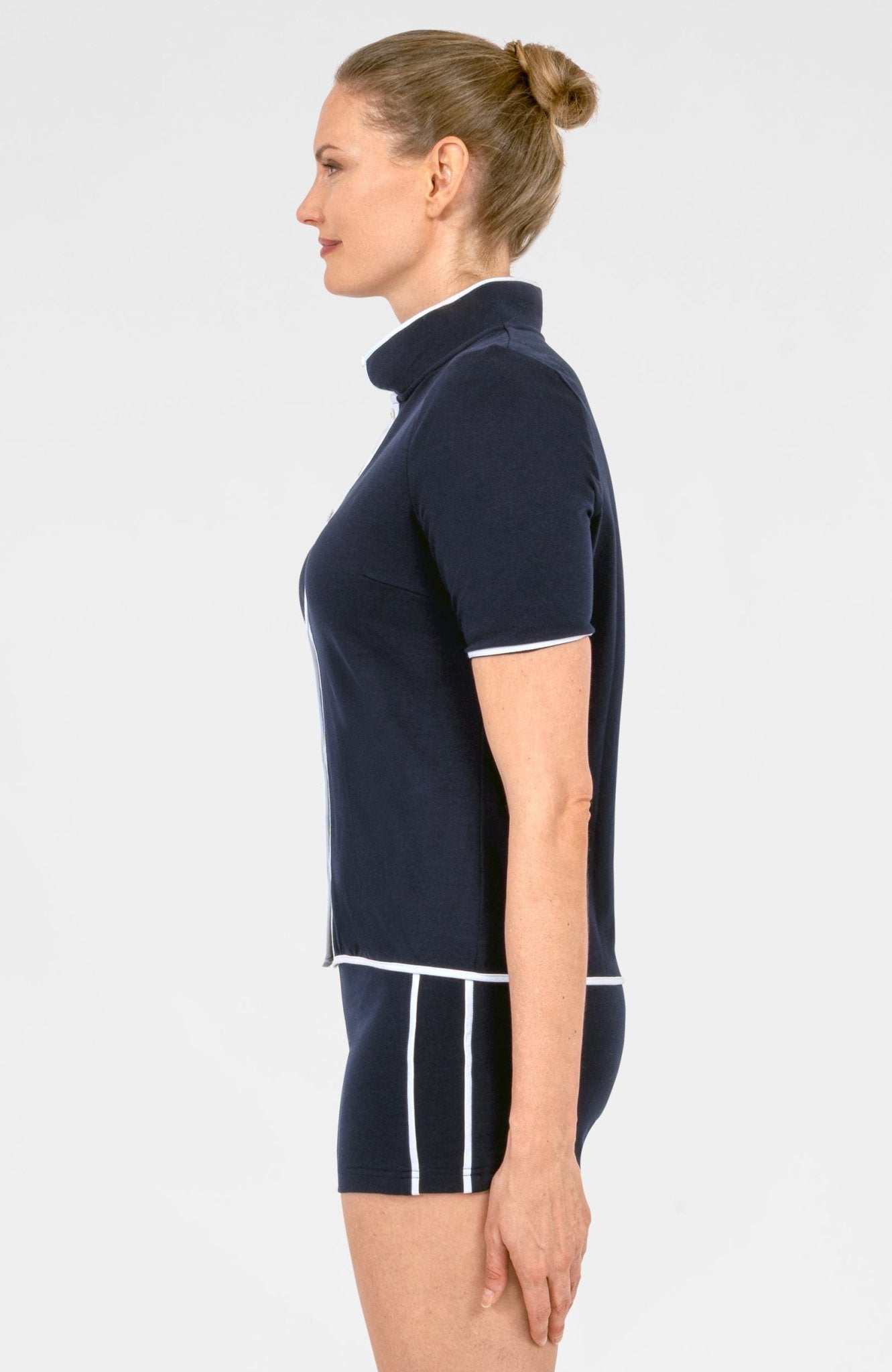 Trim It Up Cardi Sweatshirt Navy White