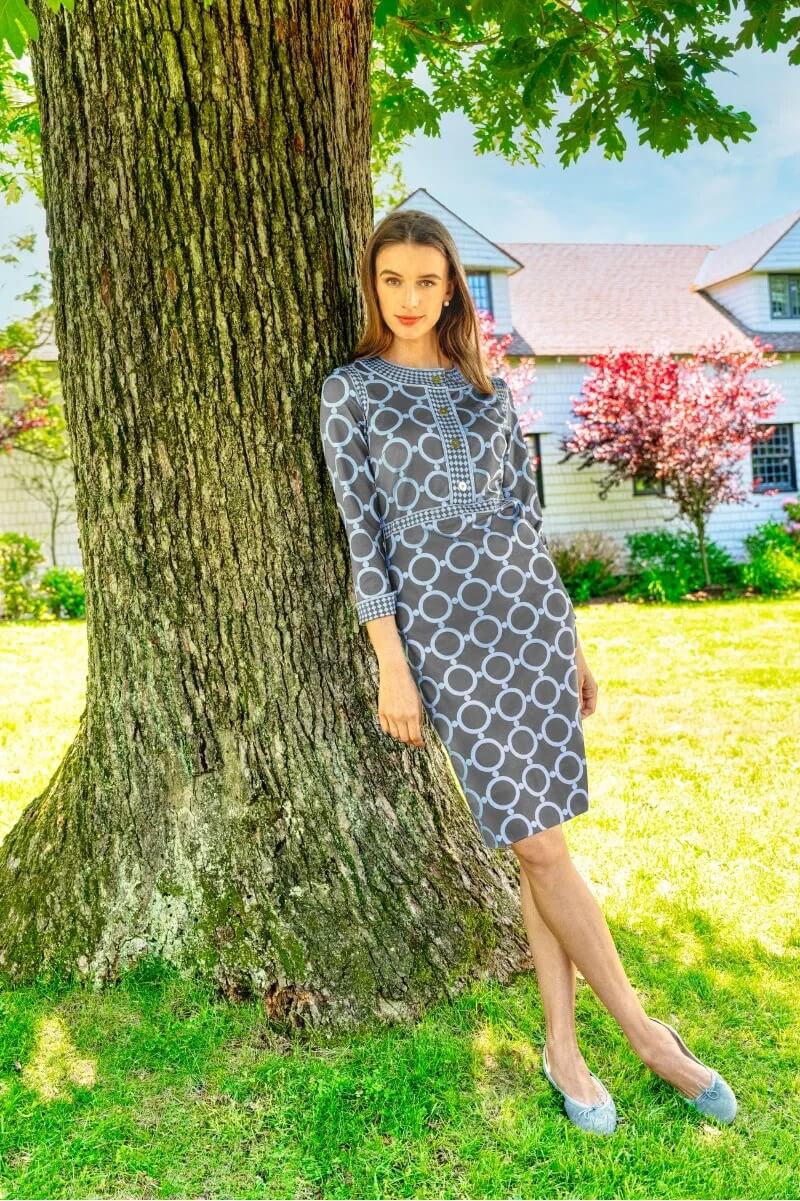 Trimmed Up Dress - Dip & Dot - Final Sale Gray