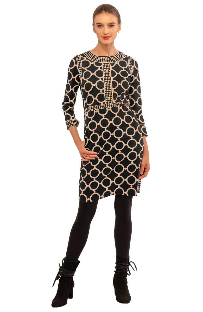 Trimmed Up Dress - Dip & Dot - Final Sale Black