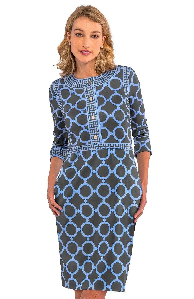 Trimmed Up Dress - Dip & Dot - Final Sale Gray