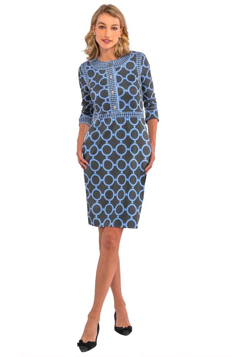 Trimmed Up Dress - Dip & Dot - Final Sale Gray