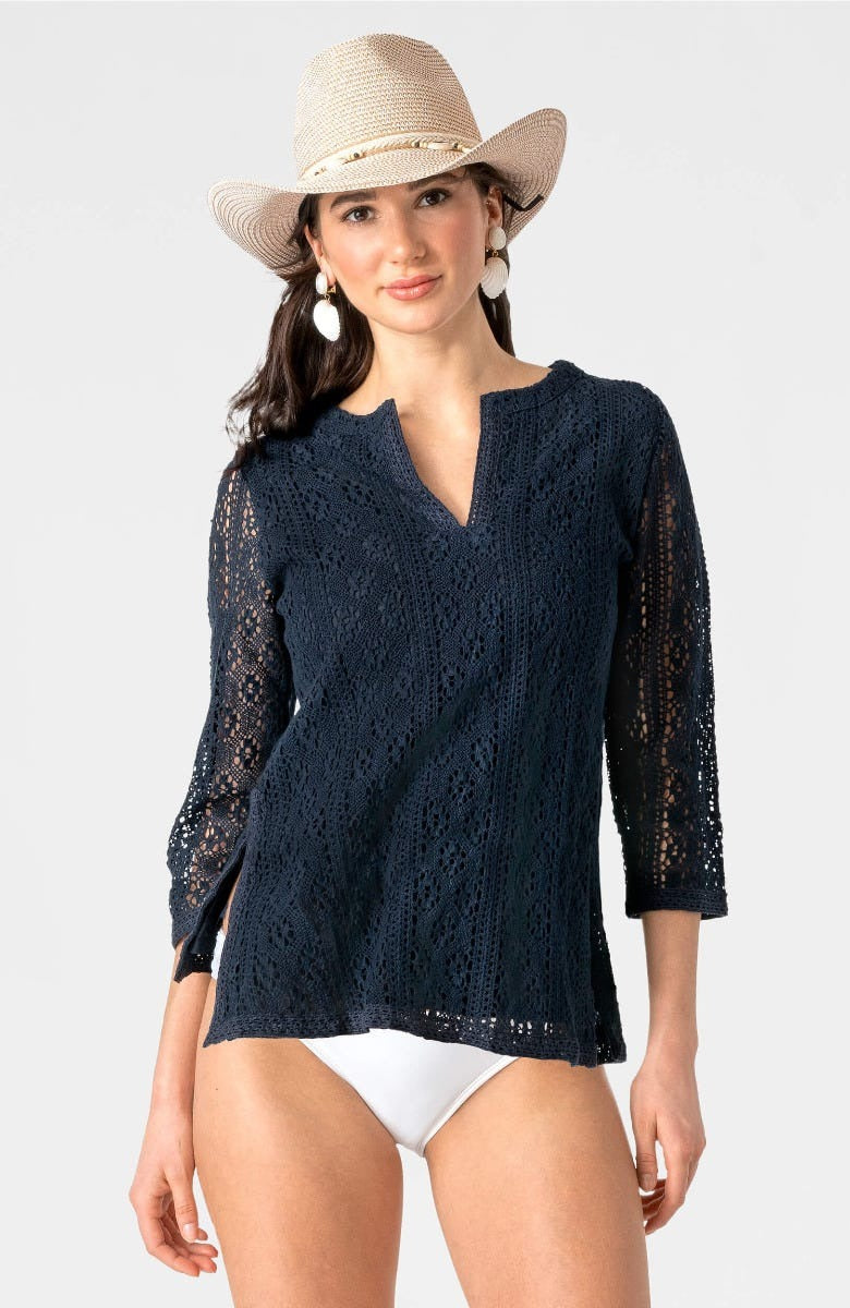 Tunic - Not My Mom's Doily - Rachel Lace Navy