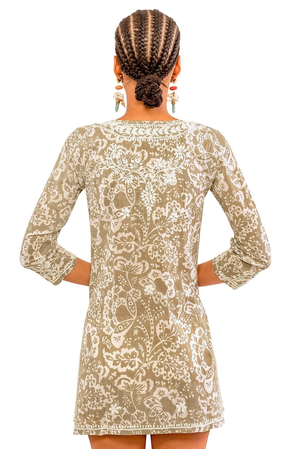 Embroidered Tunic - Flora Khaki