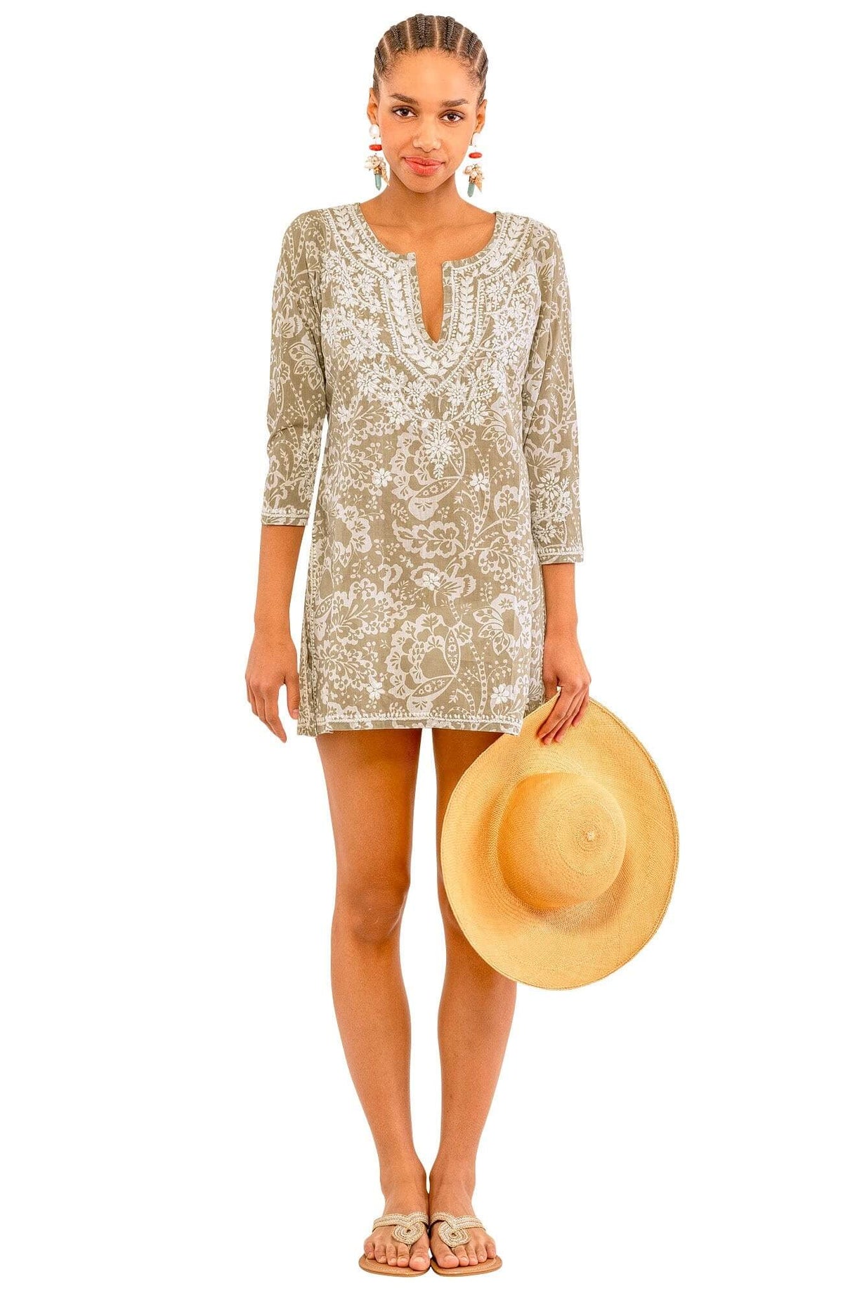 Embroidered Tunic - Flora Khaki