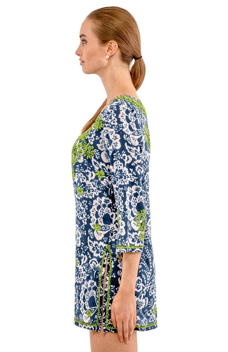 Embroidered Tunic - Flora Navy