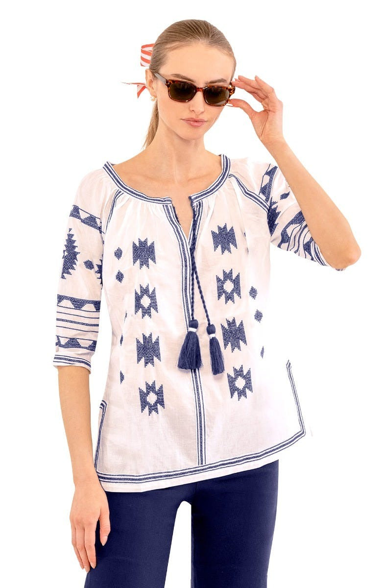 Montezuma Tunic White Navy