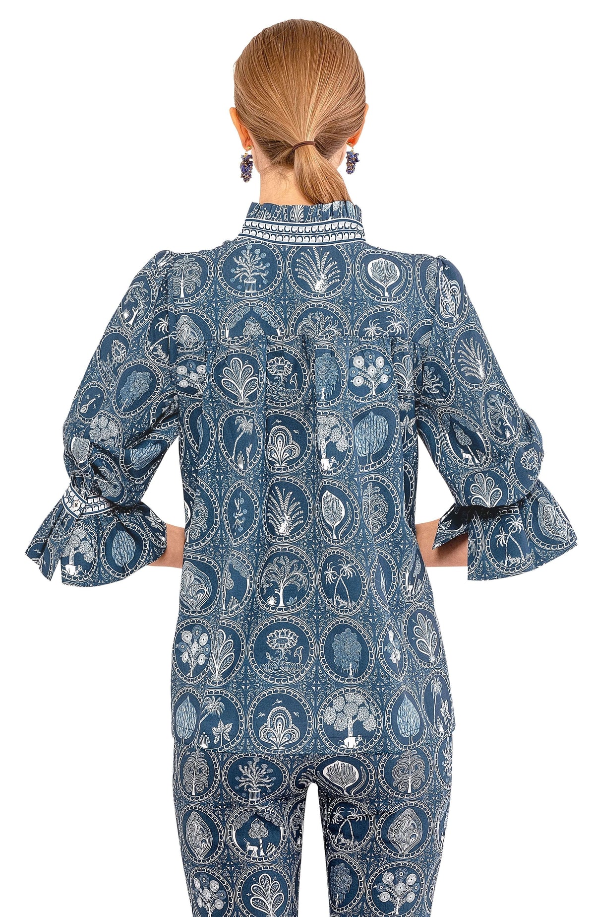 Ruffleneck Tunic - Circle of Love Navy White