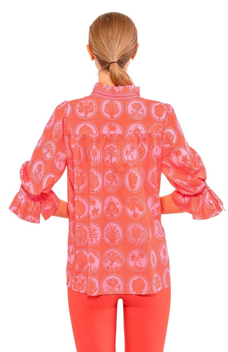 Ruffleneck Tunic - Circle of Love Pink Red