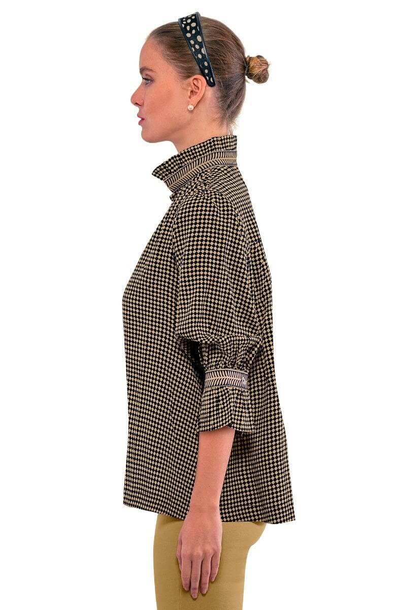 Ruffleneck Tunic - Checkmate Black Khaki