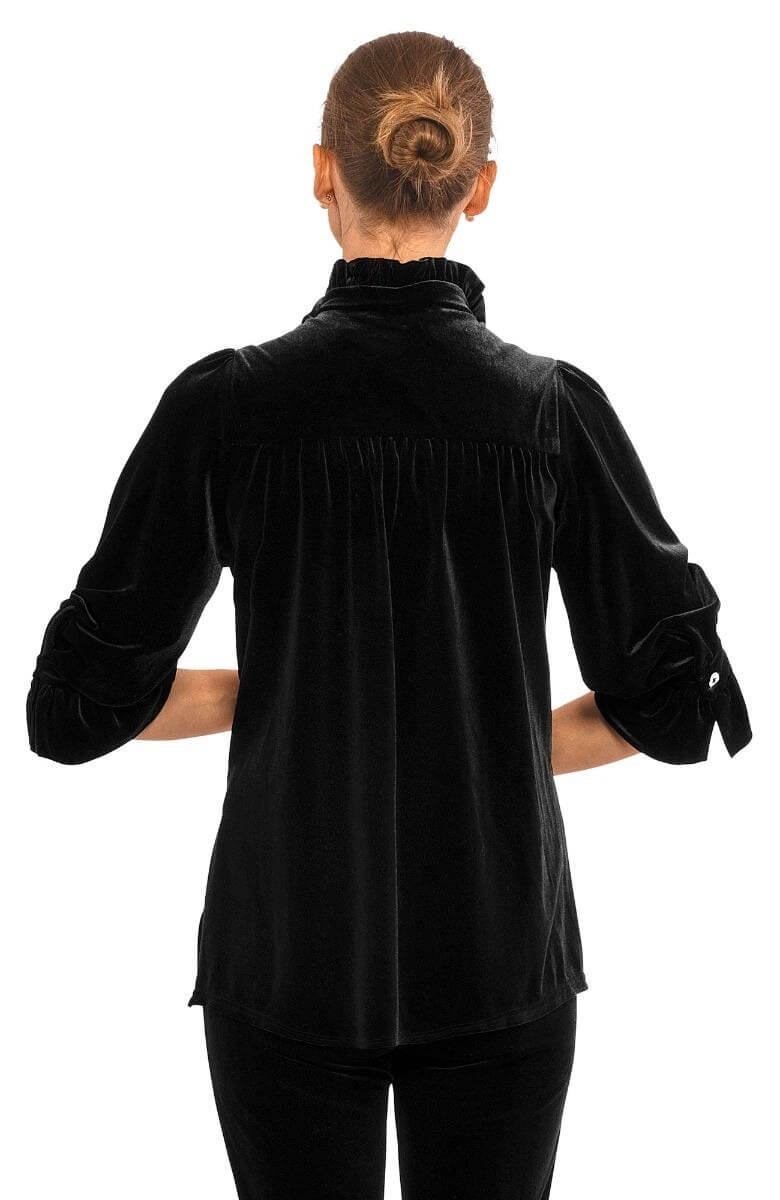 Ruffleneck Tunic - Silky Velvet Black