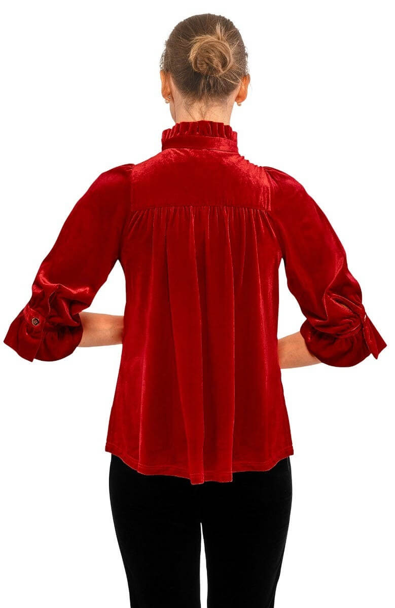 Ruffleneck Tunic - Silky Velvet Red