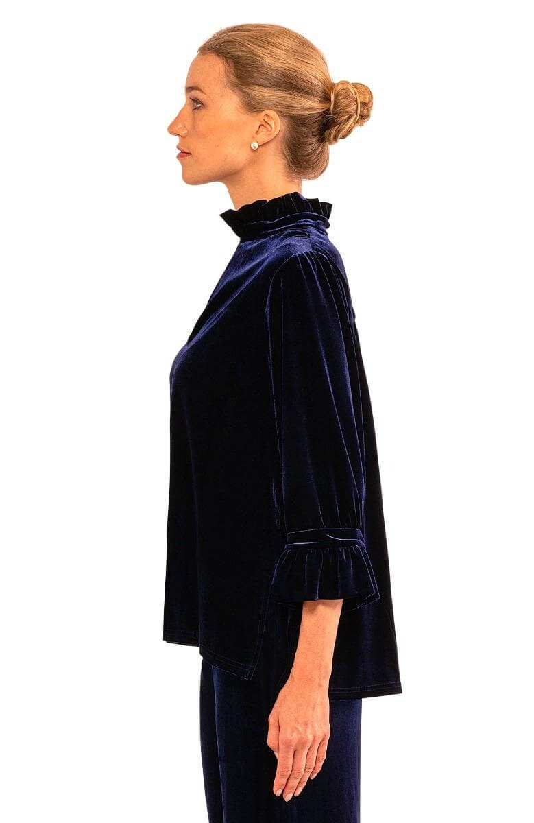 Ruffleneck Tunic - Silky Velvet Navy