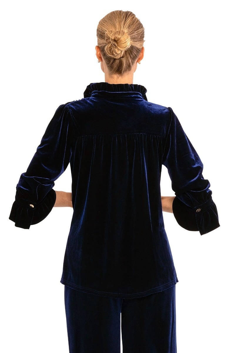 Ruffleneck Tunic - Silky Velvet Navy