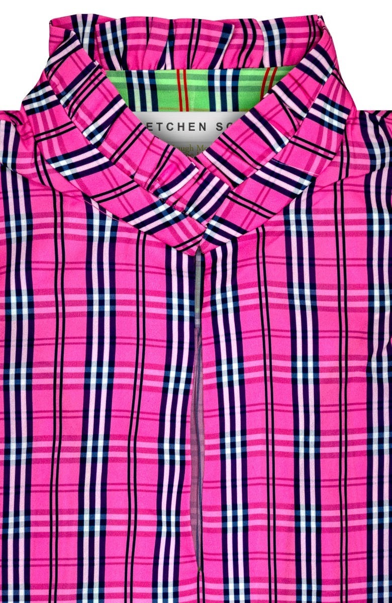 Ruffleneck Tunic - Sunshine Plaid - Final Sale Pink