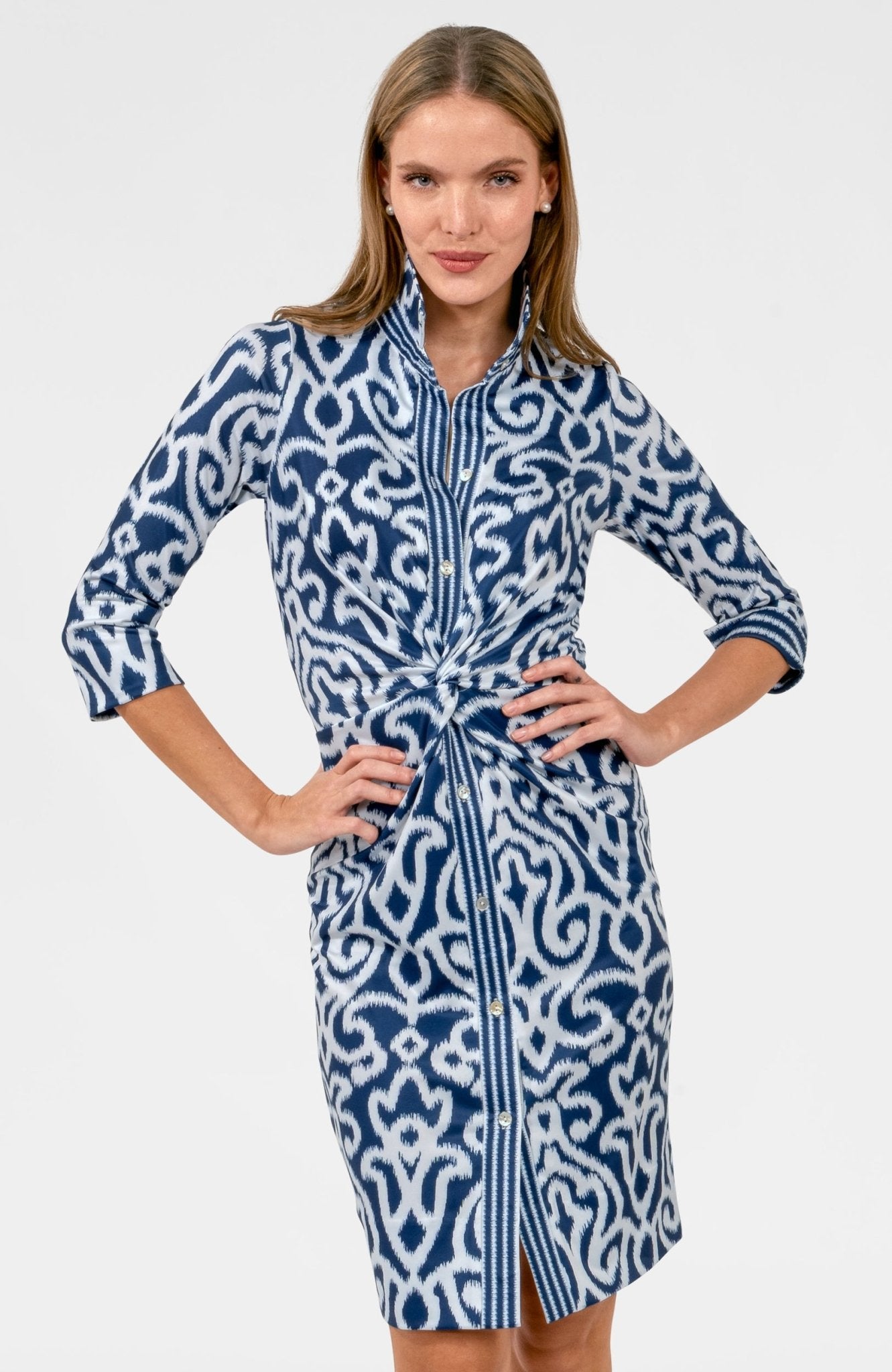 Twist & Shout Dress - Arabesque Navy