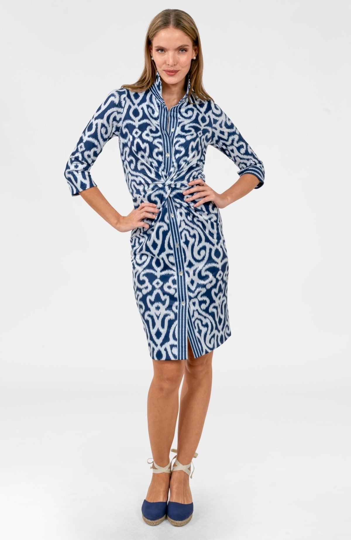 Twist & Shout Dress - Arabesque Navy