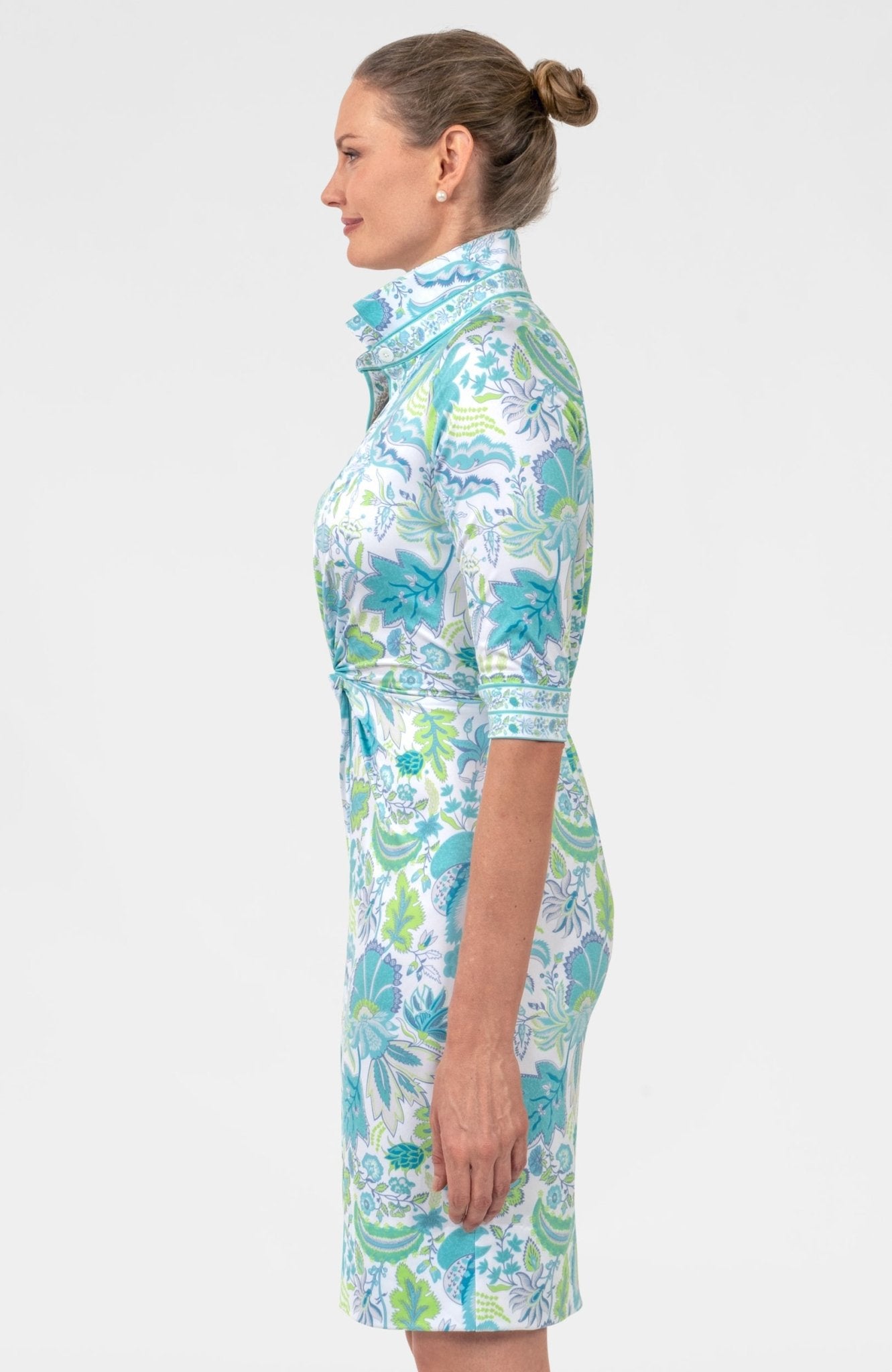 Twist & Shout Dress - Blooming Party Ocean Turq