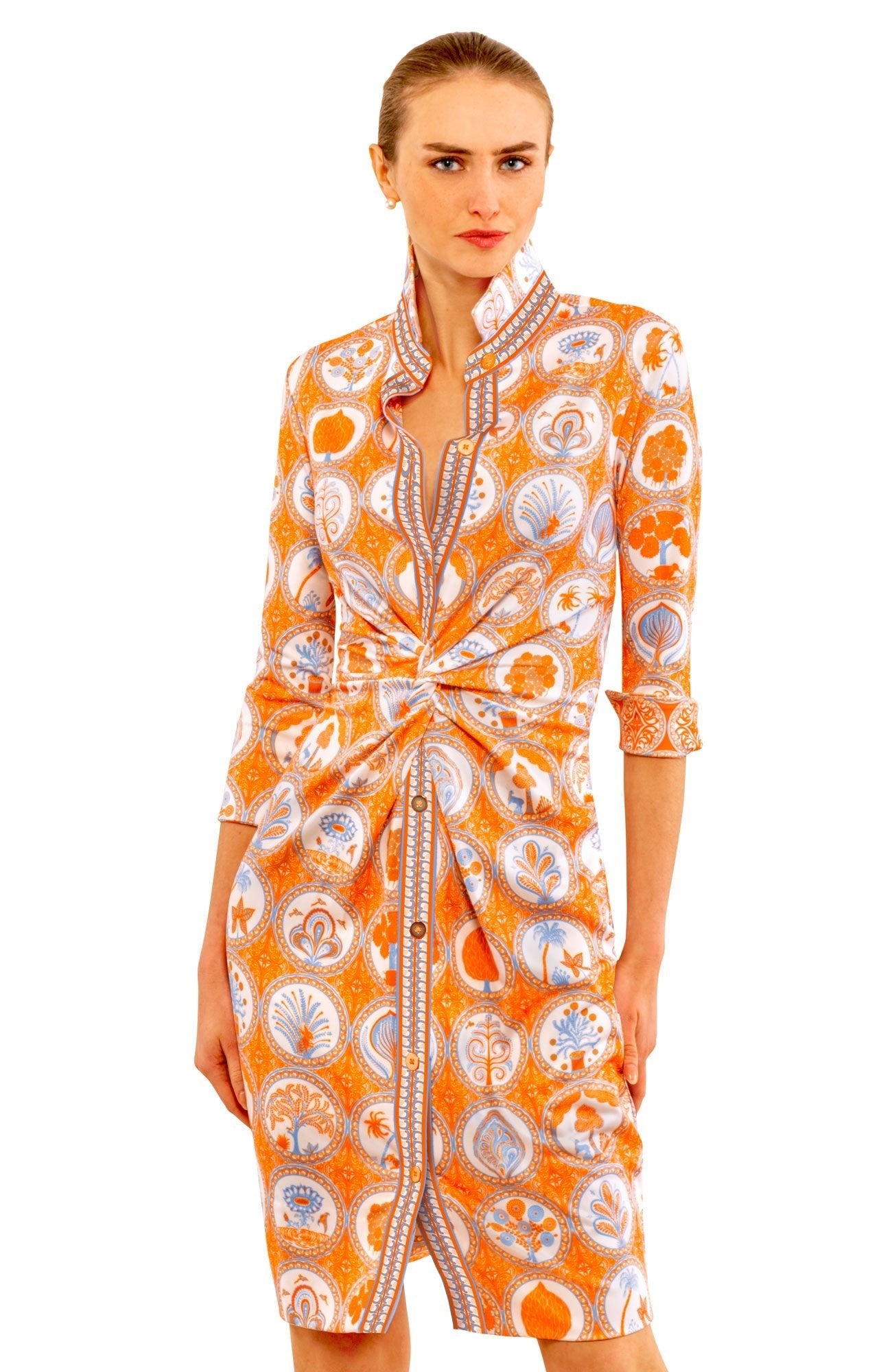 Twist & Shout Dress - Circle Of Love Orange Periwinkle