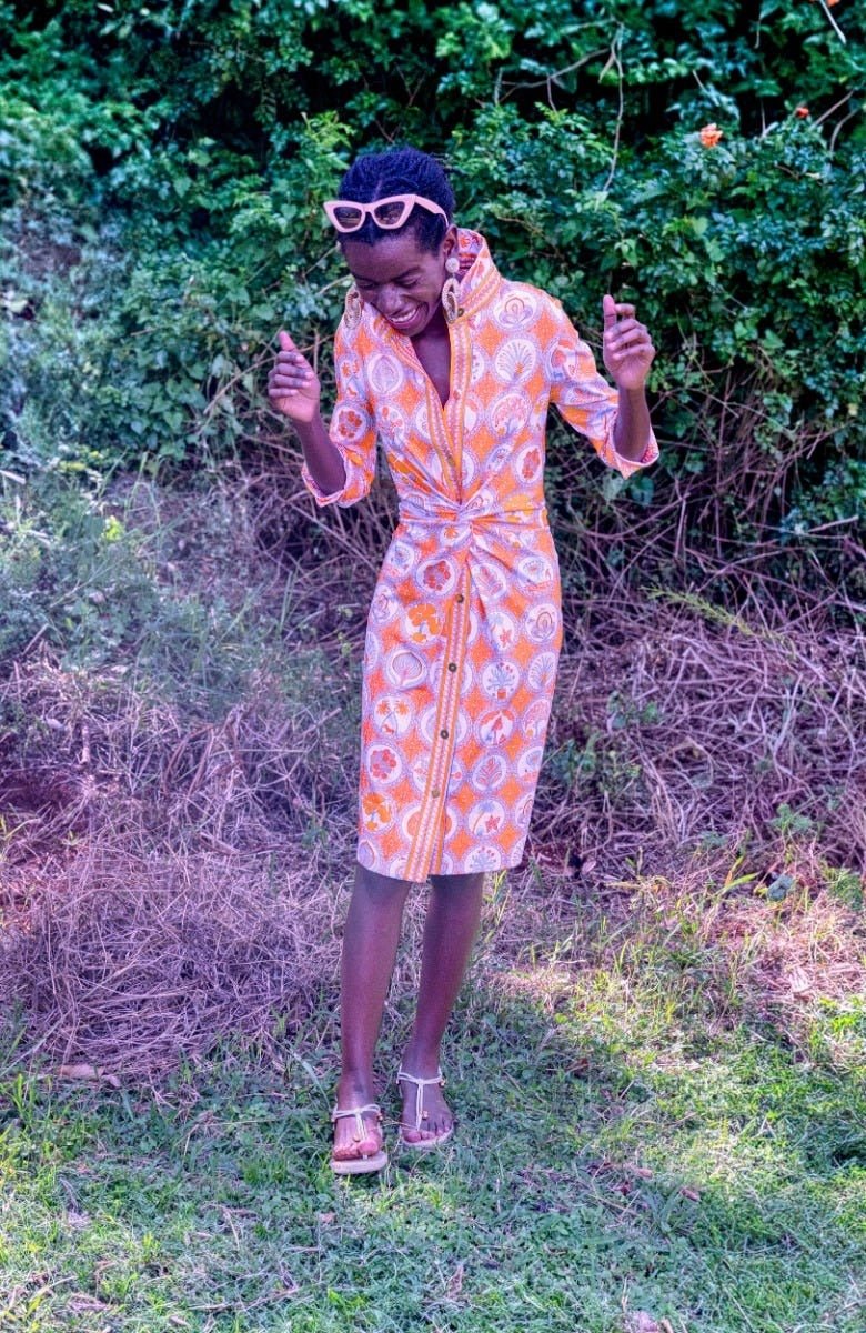 Twist & Shout Dress - Circle Of Love Orange Periwinkle