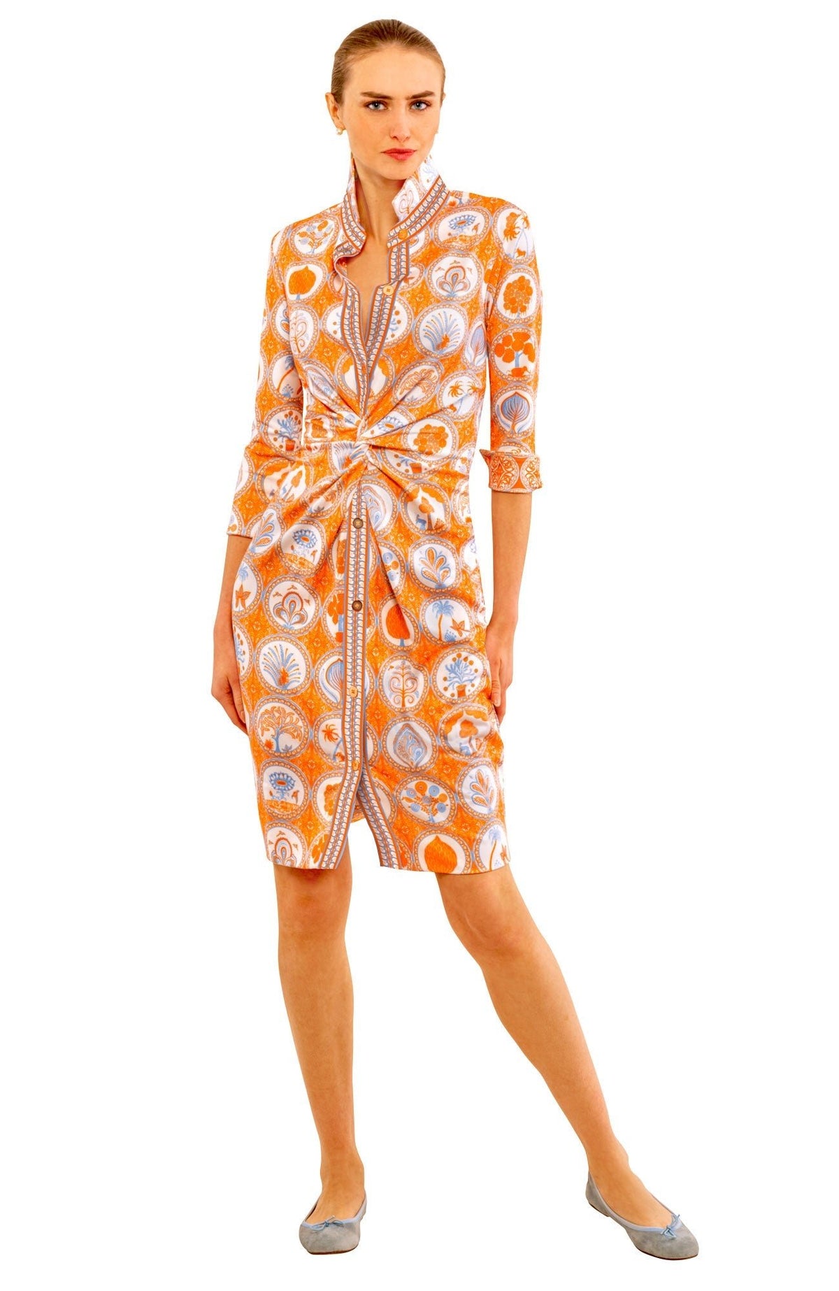 Twist & Shout Dress - Circle Of Love Orange Periwinkle