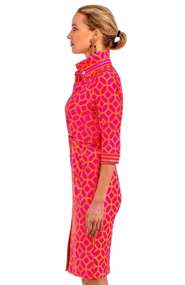 Twist & Shout Dress - Lucy In The Sky With Diamonds - Final Sale Pink Orange