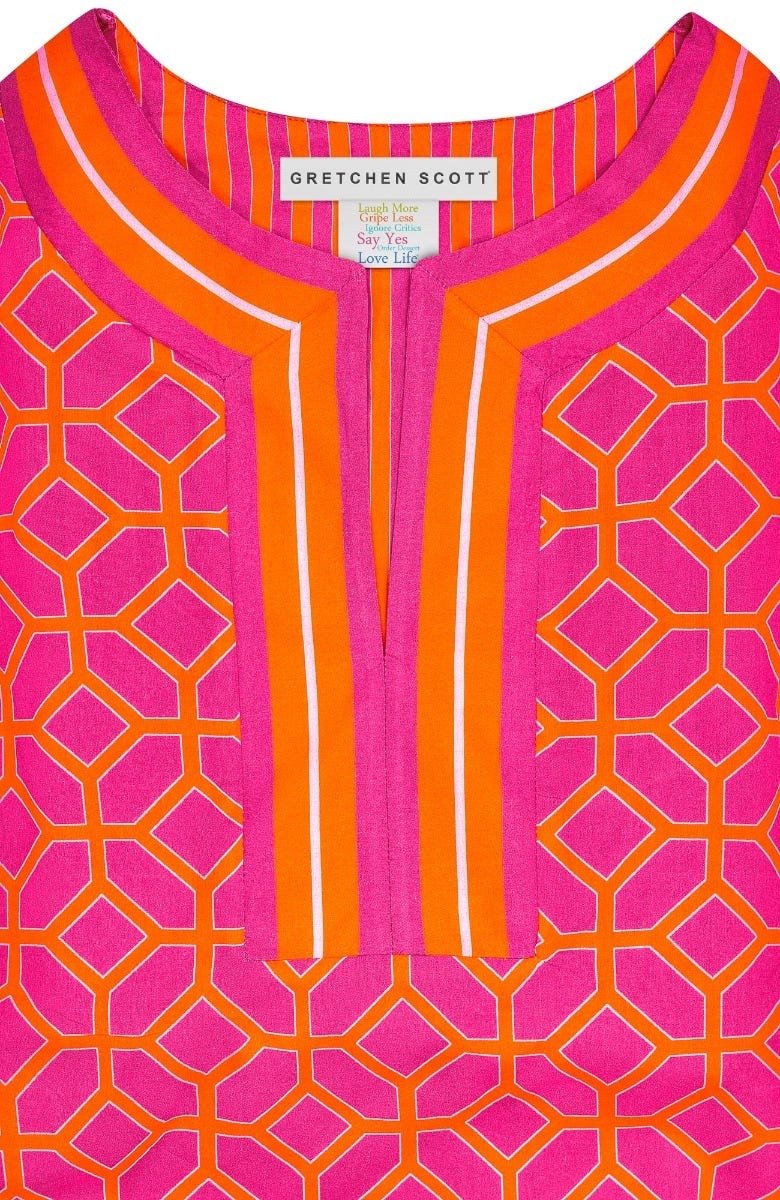 Twist & Shout Dress - Lucy In The Sky With Diamonds - Final Sale Pink Orange