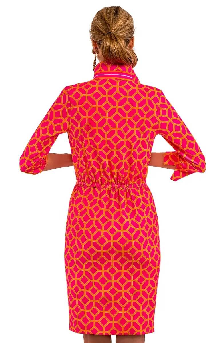 Twist & Shout Dress - Lucy In The Sky With Diamonds - Final Sale Pink Orange