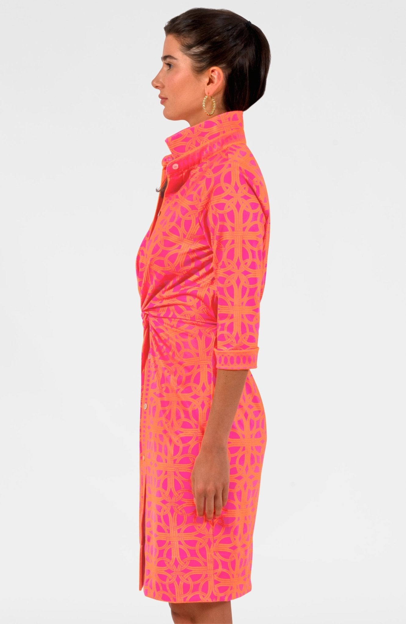 Twist & Shout Dress - Ring Toss Shocking Pink