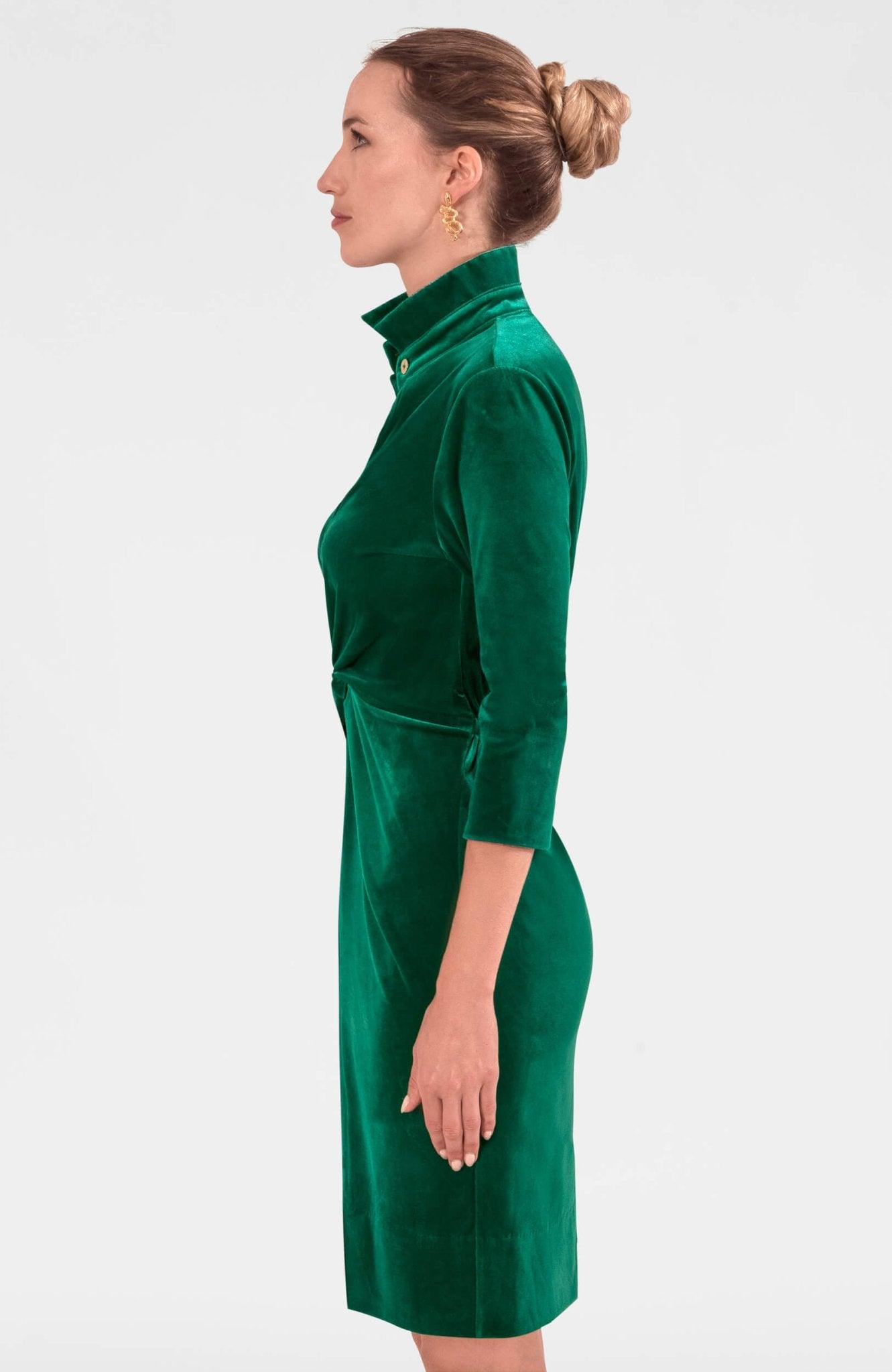 Twist & Shout Dress - Silky Velvet Emerald