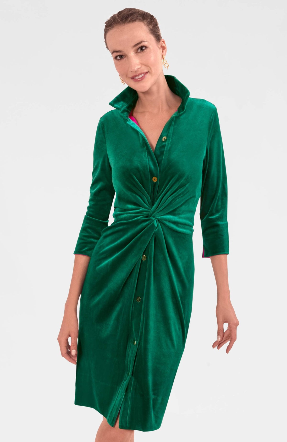 Twist & Shout Dress - Silky Velvet Emerald