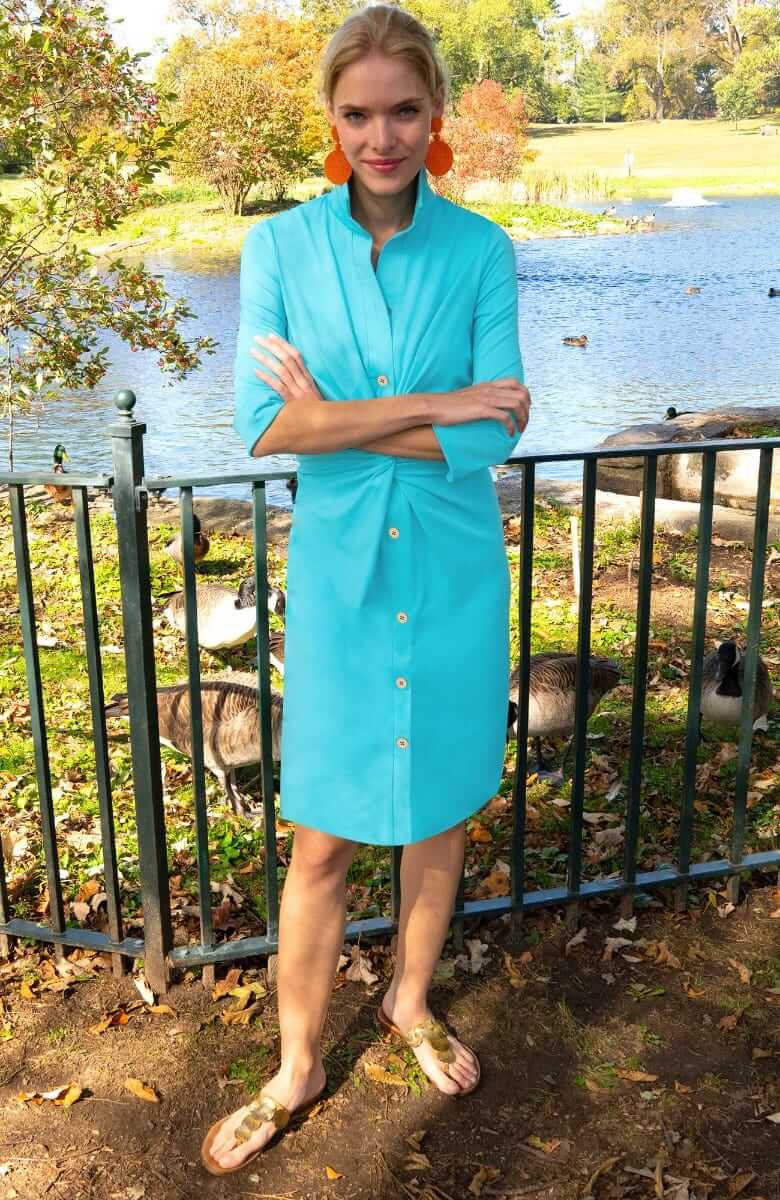 Twist & Shout Dress - Solid - Final Sale Turquoise