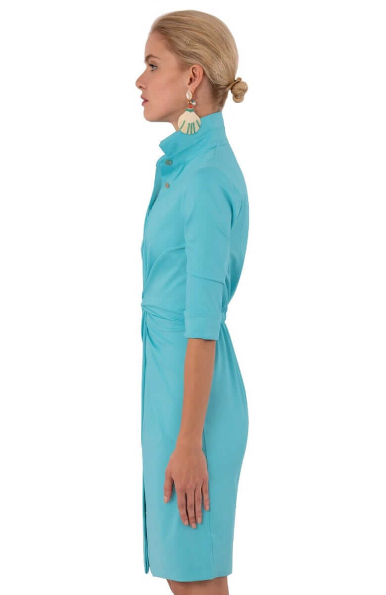 Twist & Shout Dress - Solid - Final Sale Turquoise