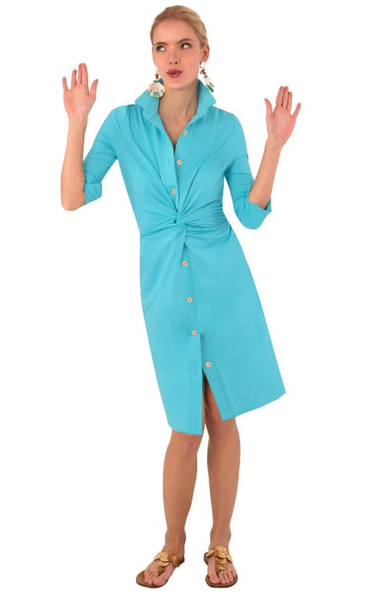 Twist & Shout Dress - Solid - Final Sale Turquoise