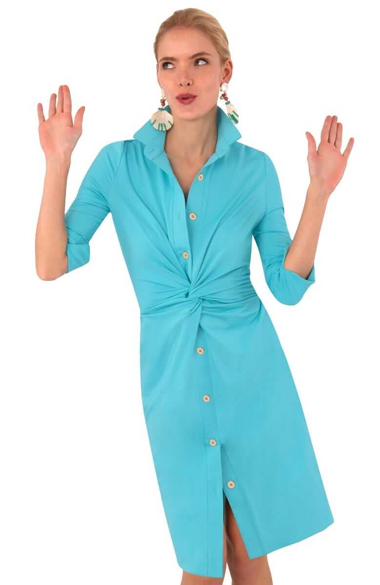 Twist & Shout Dress - Solid - Final Sale Turquoise