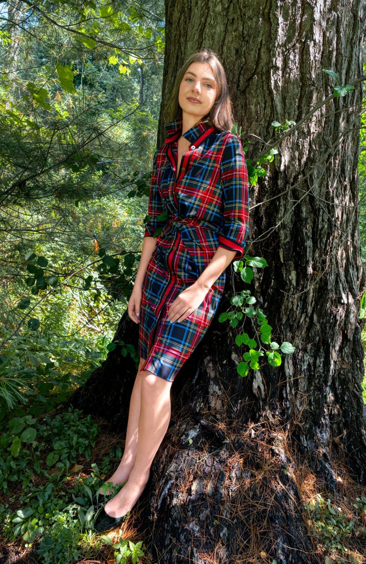 Twist & Shout Dress - Stewart Plaid Black Multi