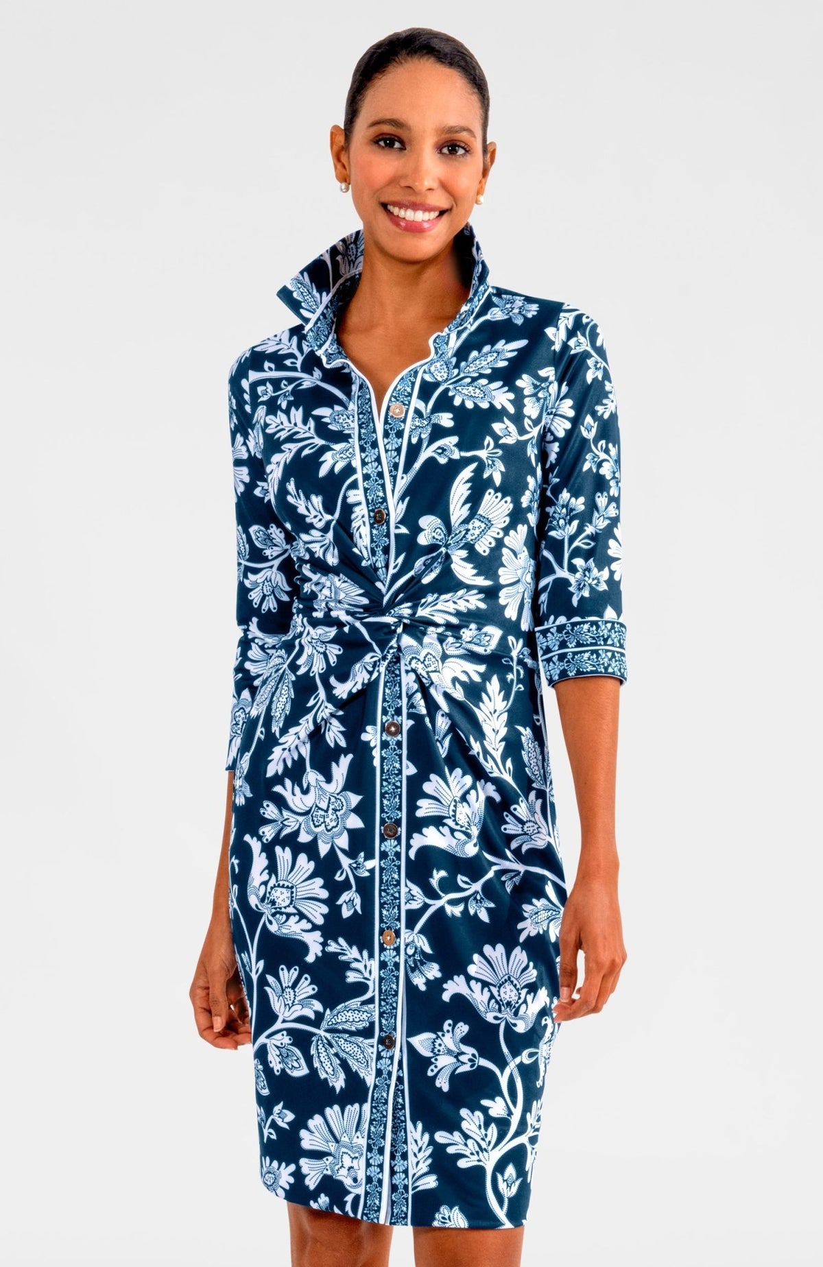 Twist & Shout Dress - Stunning Stippling Navy