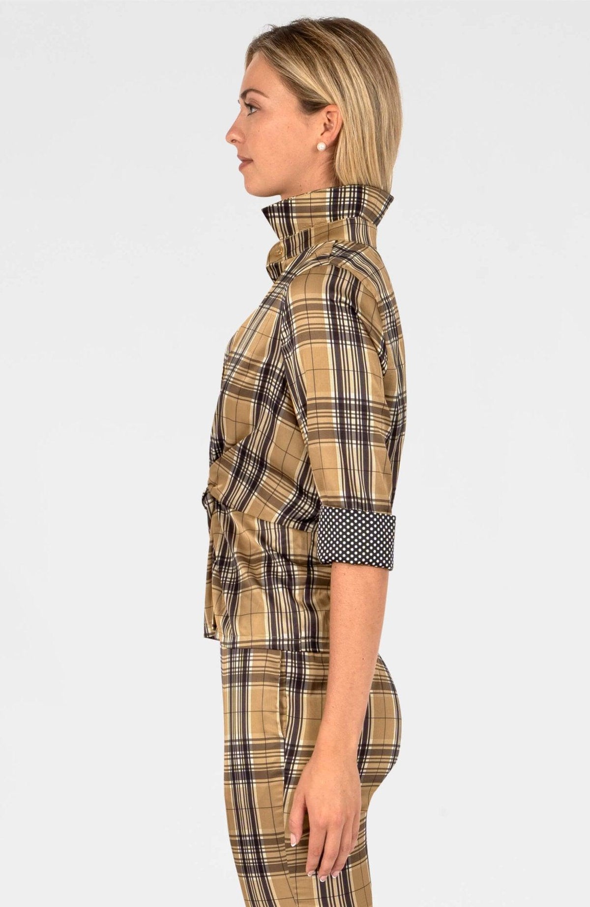 Twist & Shout Top - Belgravia Plaid Khaki Black