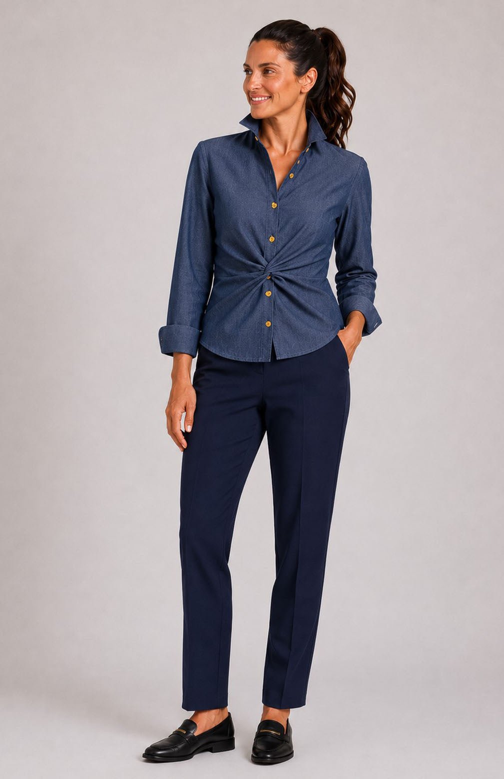 Twist & Shout Top - Chambray - Gretchen Scott