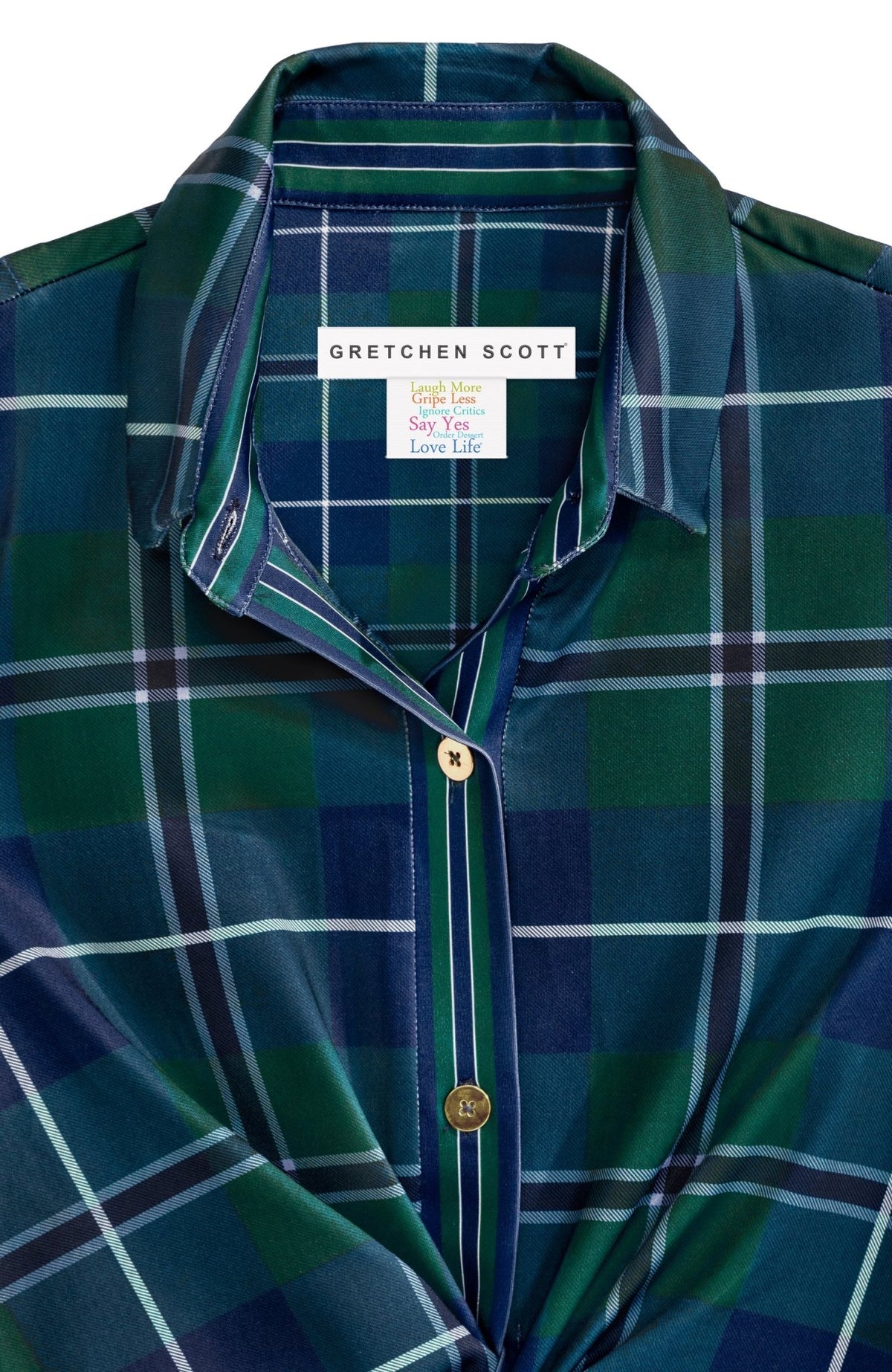 Twist & Shout Top - Melville Tartan Green Multi