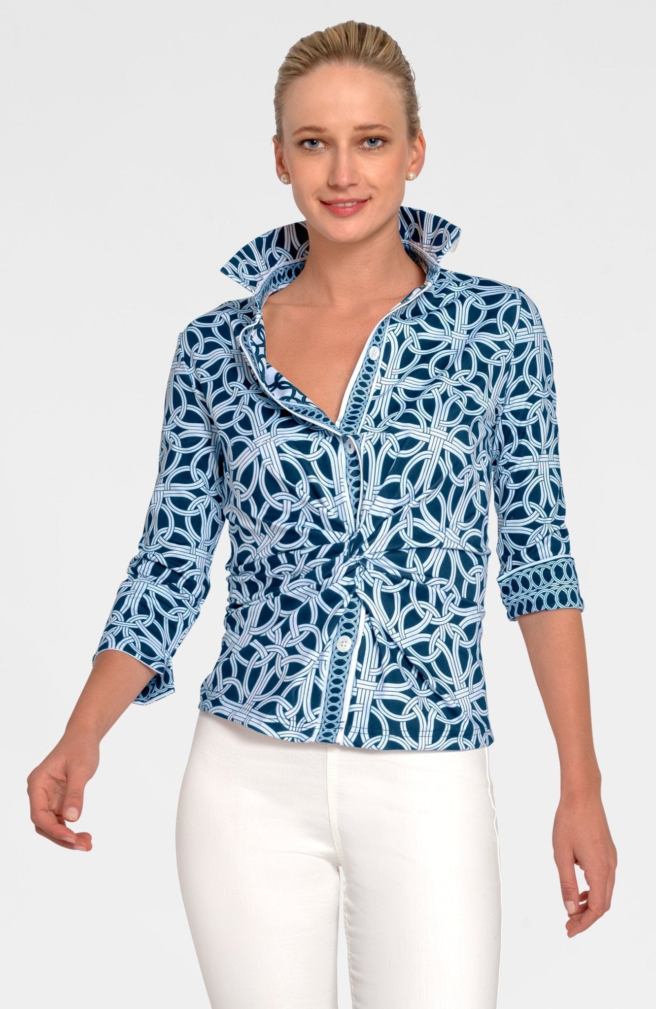 Twist & Shout Top - Ring Toss Navy