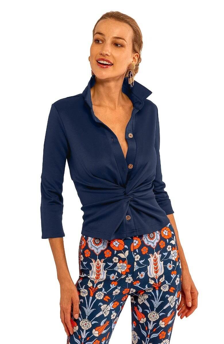 Twist & Shout Top - Solid Navy