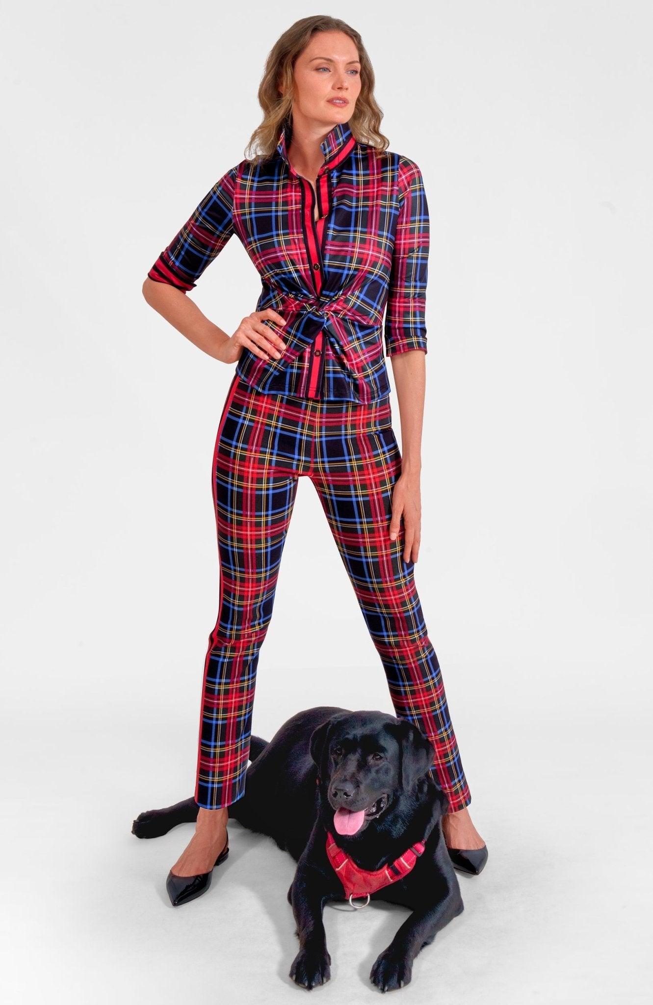 Twist & Shout Top - Stewart Plaid Black Multi