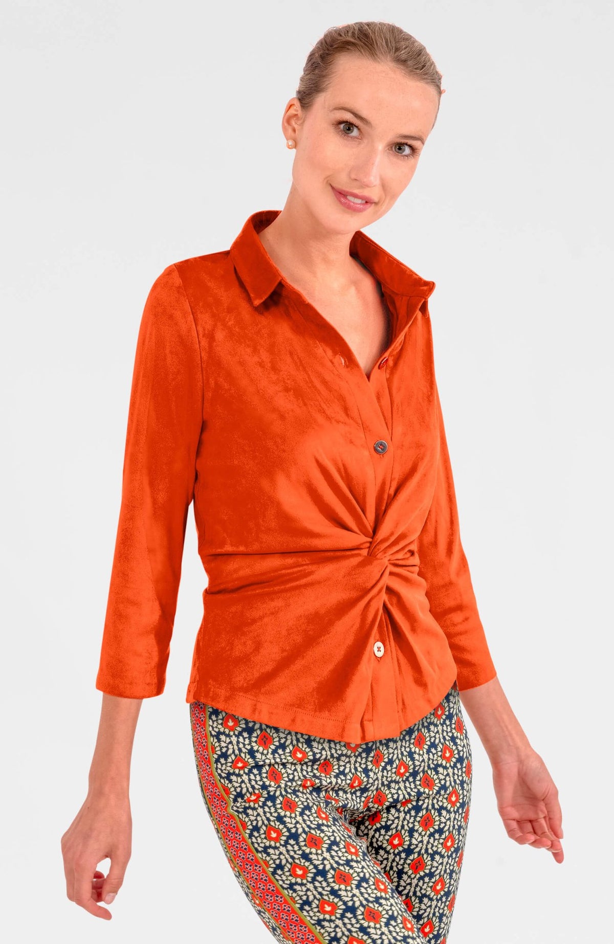 Twist & Shout Top - Ultra Suede Orange