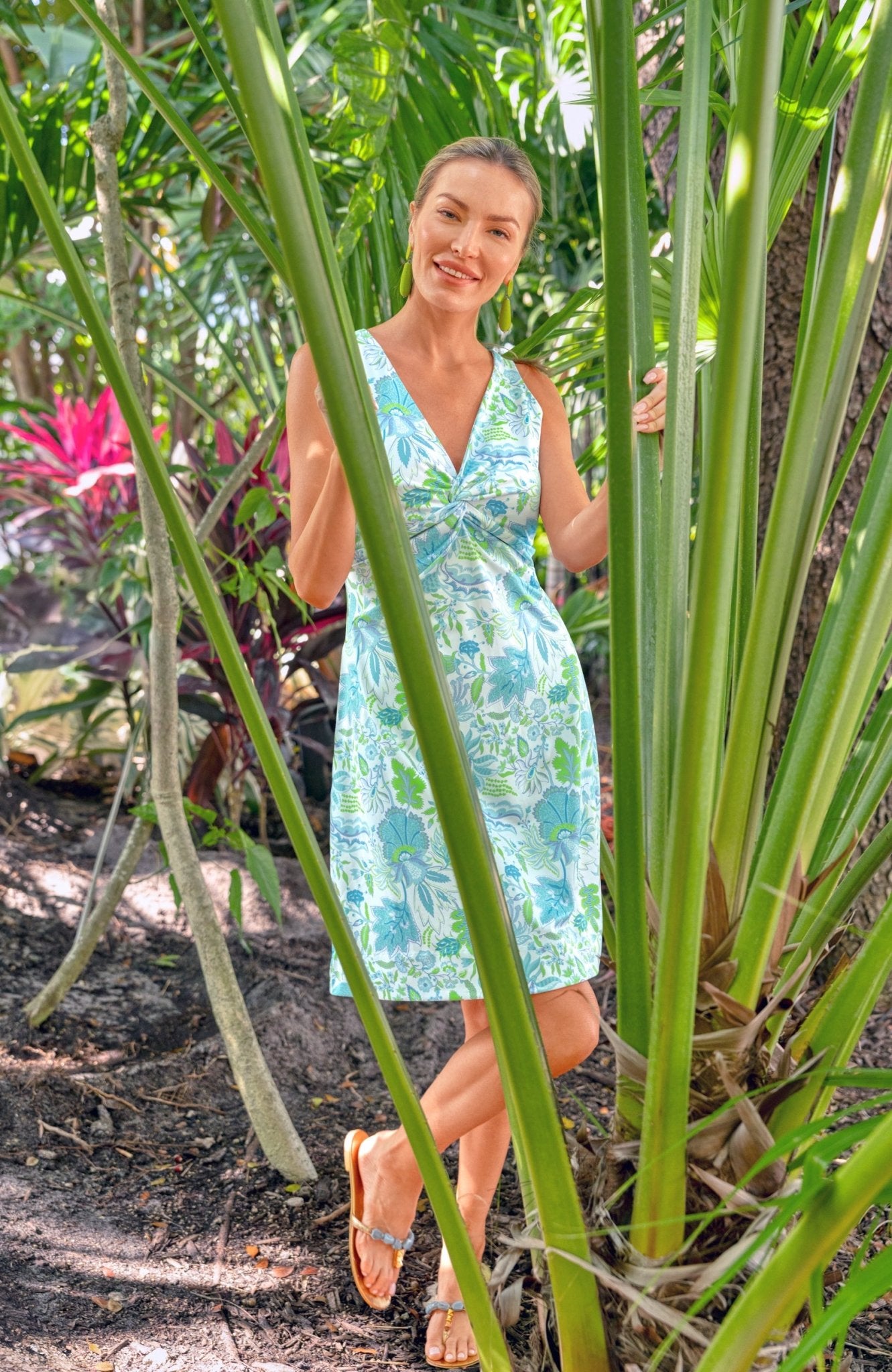 Twister Dress - Blooming Party Ocean Turq