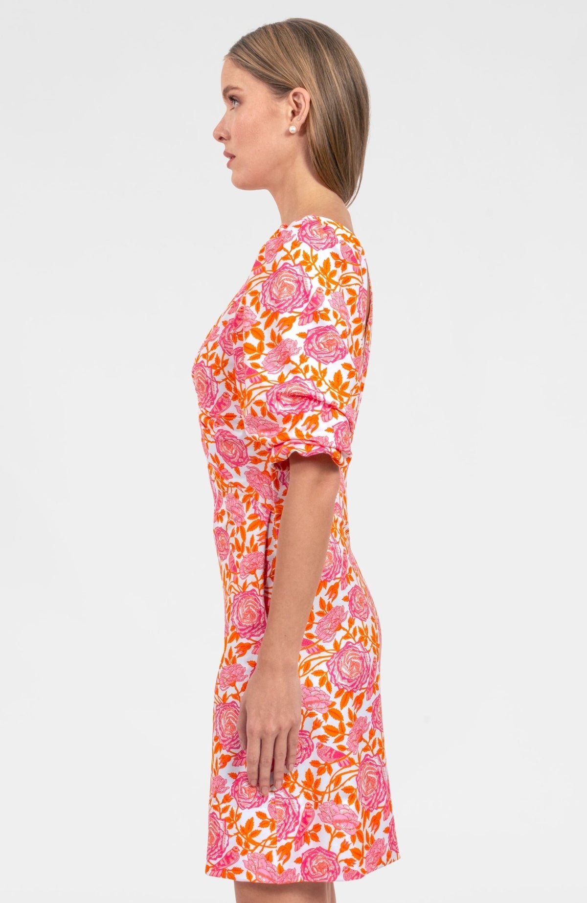 Twister Dress - Smell The Roses Orange Pink