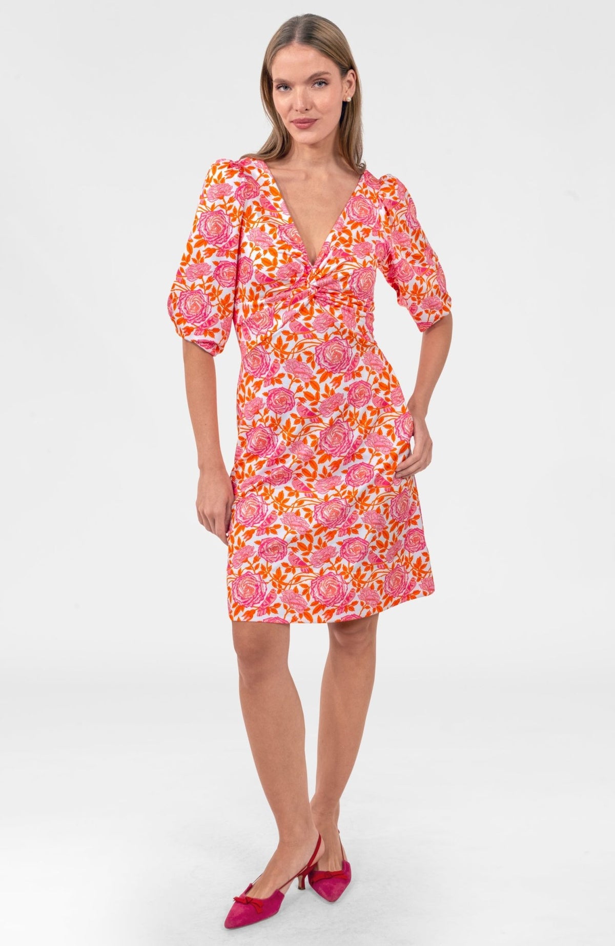 Twister Dress - Smell The Roses Orange Pink