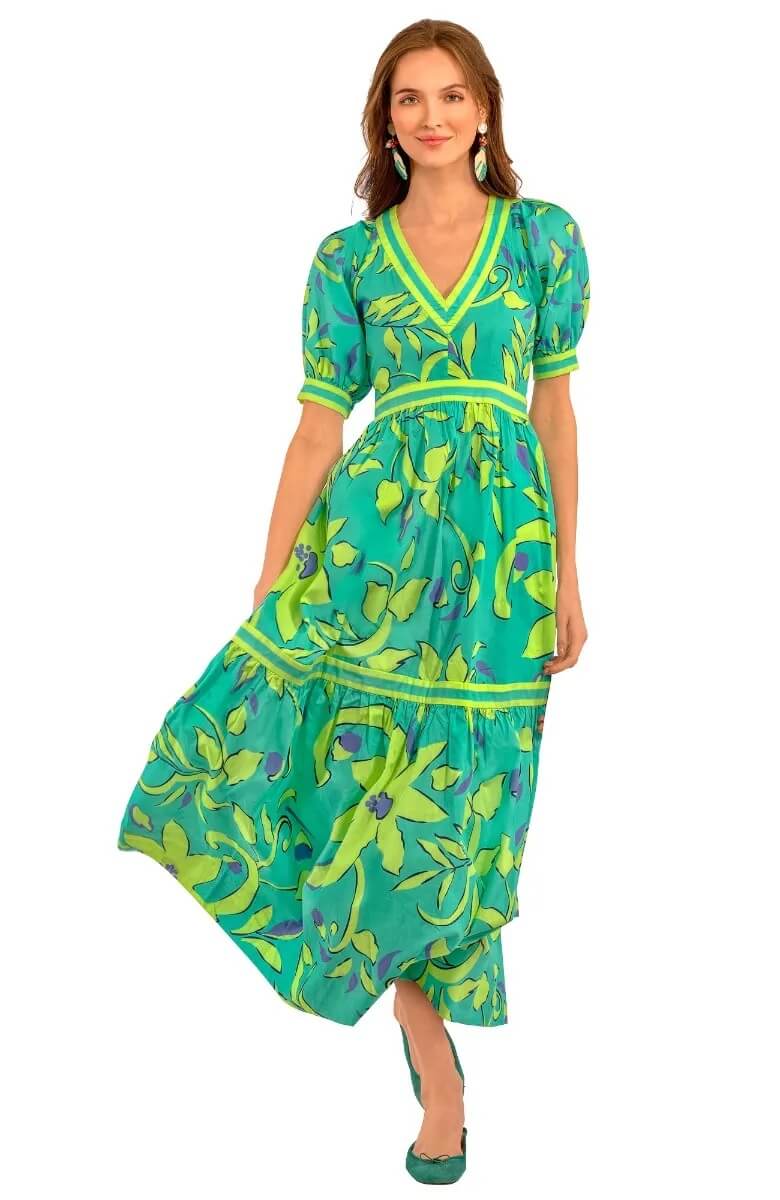 Viviers Dress - Full Bloom - Final Sale Turquoise