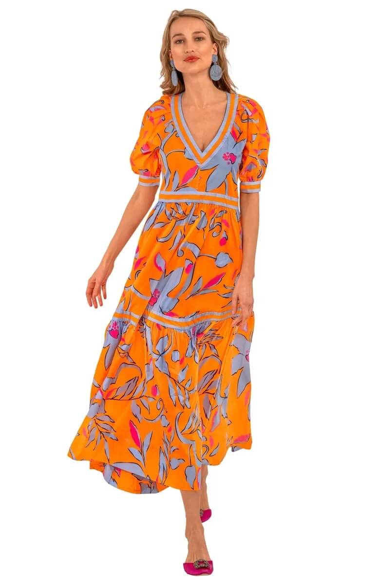 Viviers Dress - Full Bloom - Final Sale Orange
